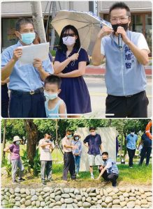 吳旭智與社區民眾一同探勘新完工的東興圳景觀公園