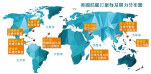 美國航艦打擊群及軍力分布圖