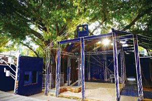 台南藍晒文創園區門口的3D 藍晒圖意象