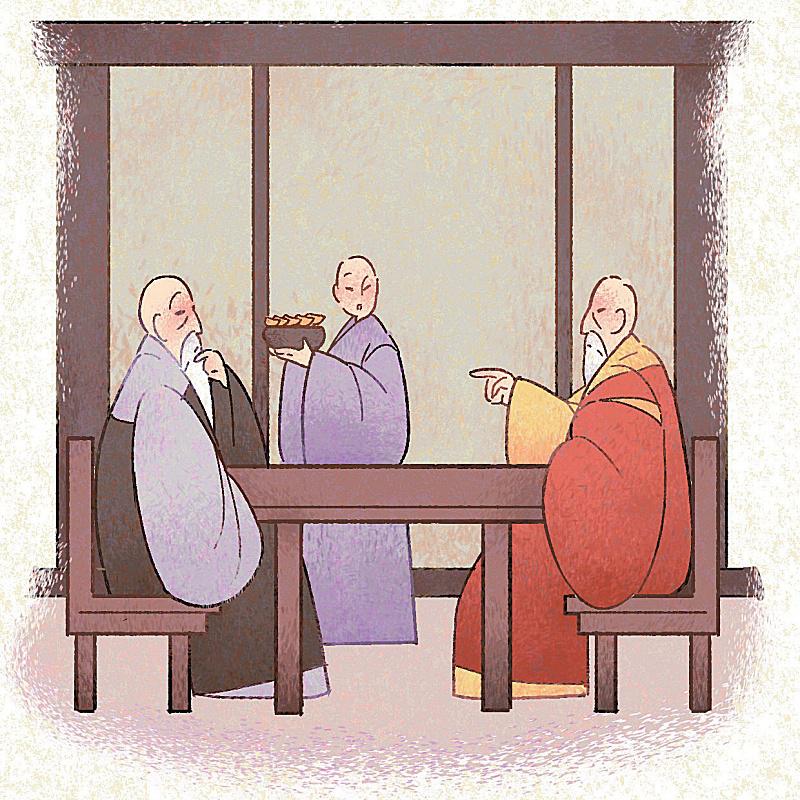 洞山良价禪師與泰首座一起吃水果